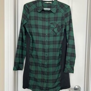 Green and Black Plaid Button-Up Shirt